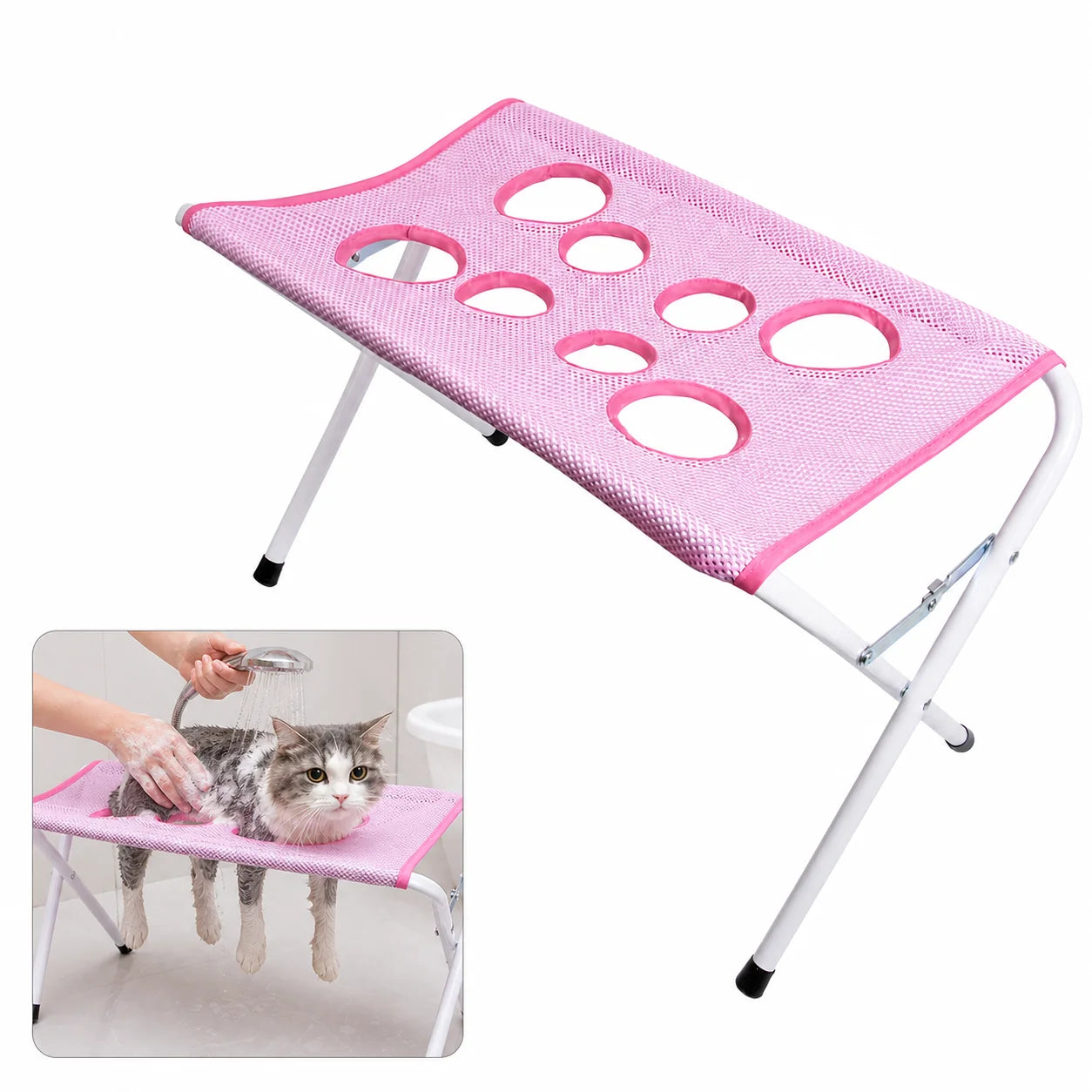 Pet Foldable Bathing Stand, Cat Dog Bathing Rack